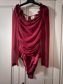 Body bordeaux a manica lunga