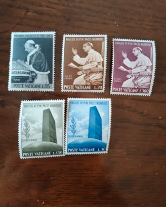 5 francobolli poste vaticane 1965 nuovi