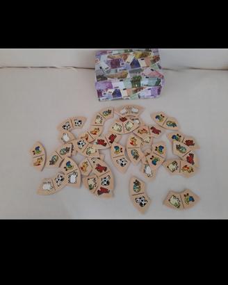 domino  in legno animali 