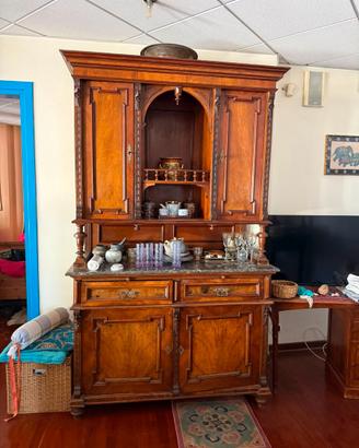 Credenza  in radica e marmo – fine 800/primi 900