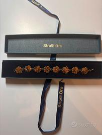 Braccialetto Steoili oro con fiori in resina ambra