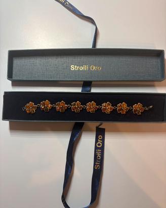 Braccialetto Steoili oro con fiori in resina ambra