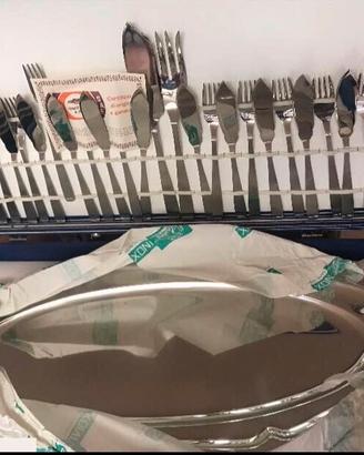 Set posate per pesci da 12 con vassoio in inox