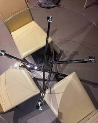 Tavolo rotondo in vetro temperato Ø110 cm