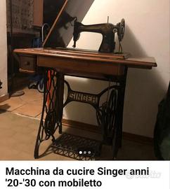 macchina da cucire Singer anni 20/30 con mobile 