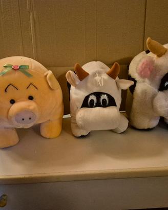 Peluche mucche e maialino