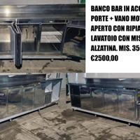 BANCO BAR IN ACCIAIO INOX 4 PORTE + VANO MOTORE