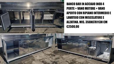 BANCO BAR IN ACCIAIO INOX 4 PORTE + VANO MOTORE