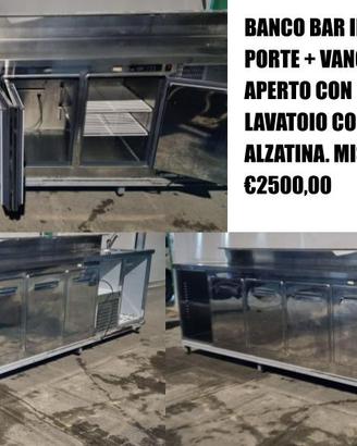 BANCO BAR IN ACCIAIO INOX 4 PORTE + VANO MOTORE