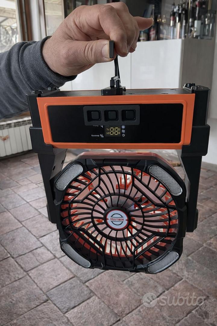 Ventilador portátil camping con batería 20000mAh, LED y gancho