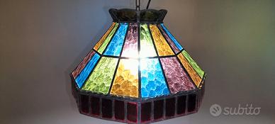 Lampadario a sospensione stile Tiffany in vetro co