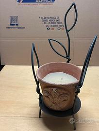 Portavaso in ferro con candela decorativa