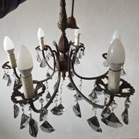 Lampadario anni '60 a cascata con gocce di vetro