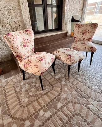 Coppie poltroncine Vintage + Pouf coordinato in te