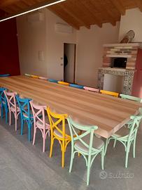 Tavolo Taverna legno massiccio cortecciato 