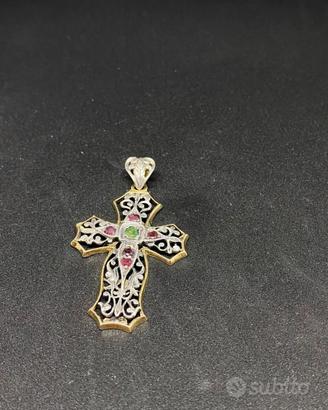 Pendente antico in oro e argento