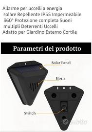 DISSUASORE SONORO PER ANIMALI SELVATICI E VOLATILI