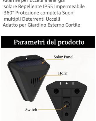 DISSUASORE SONORO PER ANIMALI SELVATICI E VOLATILI