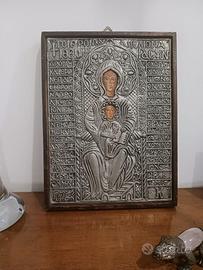 quadro Icona Madonna con Bambino Argento 92