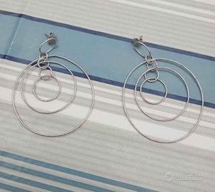 Orecchini Pendenti Cerchi Concentrici Argento 925