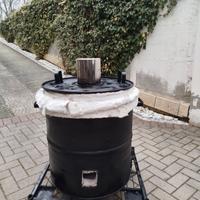forno ceramica raku e bidoni riduzione 