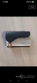 Portacarte Dior Bloom Saddle pelle di vitello nera