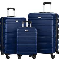 NUOVE Set di 3 Valigie Rigide PC ABS Leggeri Valig