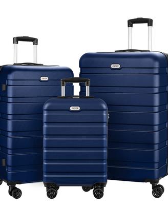 NUOVE Set di 3 Valigie Rigide PC ABS Leggeri Valig