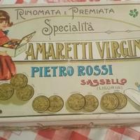 ANTICA SCATOLA DI CARTONE AMARETTI VIRGINIA BUONE