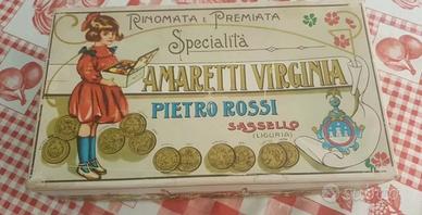 ANTICA SCATOLA DI CARTONE AMARETTI VIRGINIA BUONE
