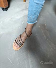 Sandali neri con brillanti argento – Taglia 38