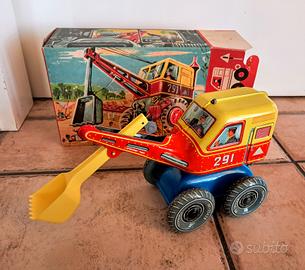 giocattolo latta tin toy ruspa escavatore vintage 
