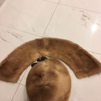 Cappello e collo di pelliccia, in visone chiaro.