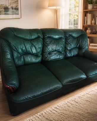 DIVANO 3 POSTI VERDE SCURO ELEGANTE E MOLTO COMODO
