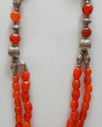 Collana etnica due fili corniola