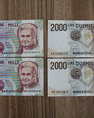 🇮🇹  4 Banconote Rare Lire Italiane 