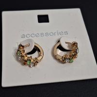 Orecchini a Cerchio Dorati con Cristalli Colorati