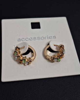 Orecchini a Cerchio Dorati con Cristalli Colorati