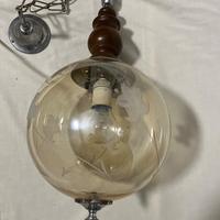 Lampada antica legno e vetro