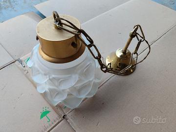 Lampada a Sospensione Stile Art Decò Foglie Vetro