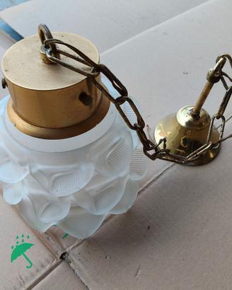 Lampada a Sospensione Stile Art Decò Foglie Vetro