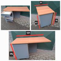 Scrivania salva spazio+cassettiere+libreria