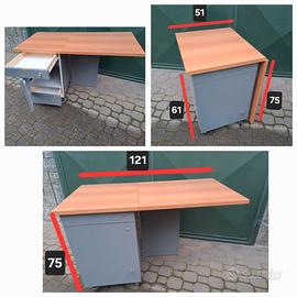 Scrivania salva spazio+cassettiere+libreria