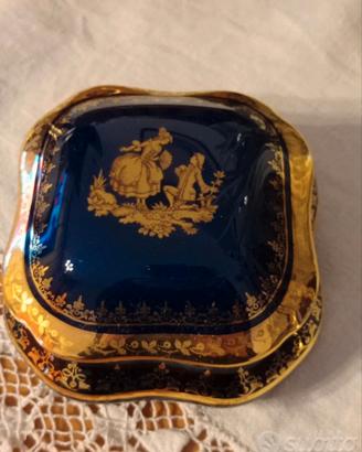 Scatola, portagioie in porcellana Limoges e oro