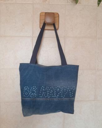 Borsetta denim Be Happy