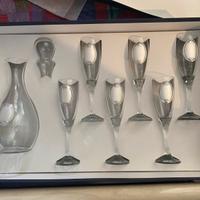 Set bicchieri piu bottiglia in cristallo e argento