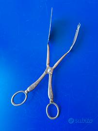 Pinza Vintage manico a forbice Placcata Argento