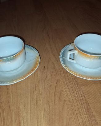 2 tazzine da caffè vintage con piattino