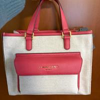 Nannini borsa media tessuto e pelle corallo