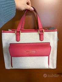 Nannini borsa media tessuto e pelle corallo